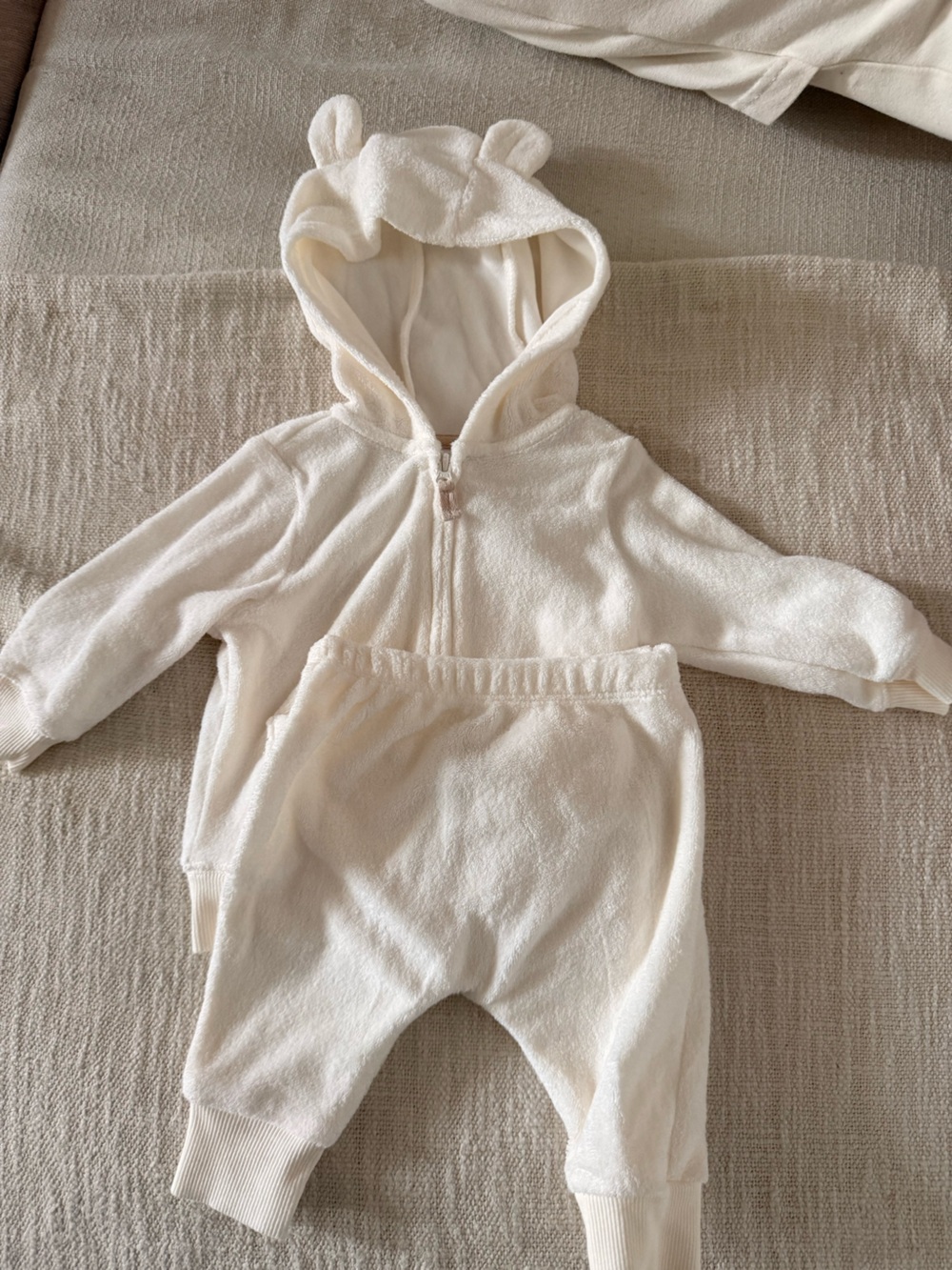 Carter's Cream Hooded Zip Sweatshirt and Pants Set